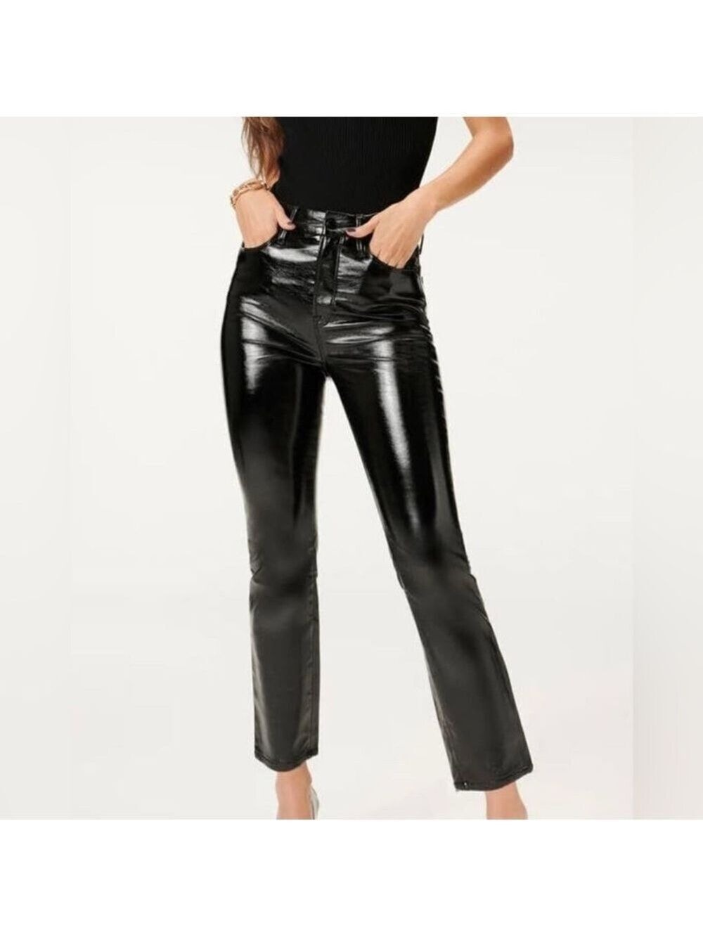 Good American Shiny Black Pants
